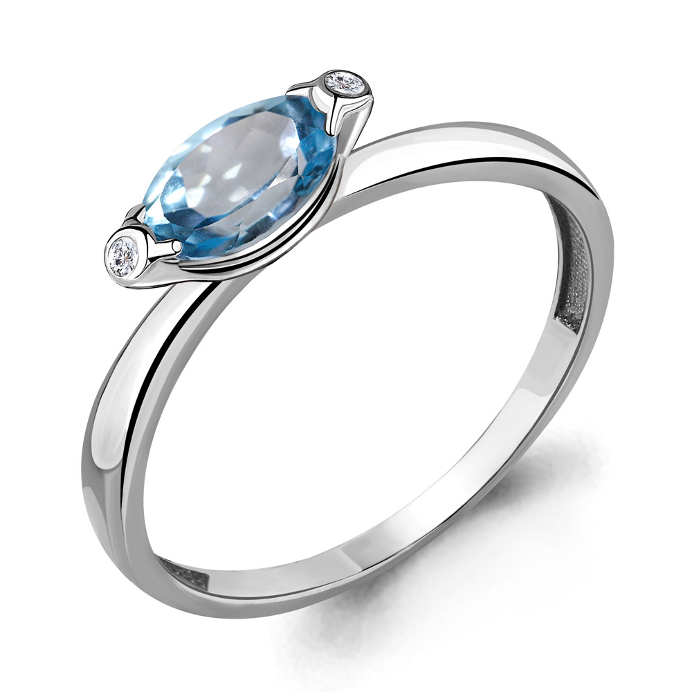 6910305 Кольцо из Серебра с топазом свисс блю, фианитами