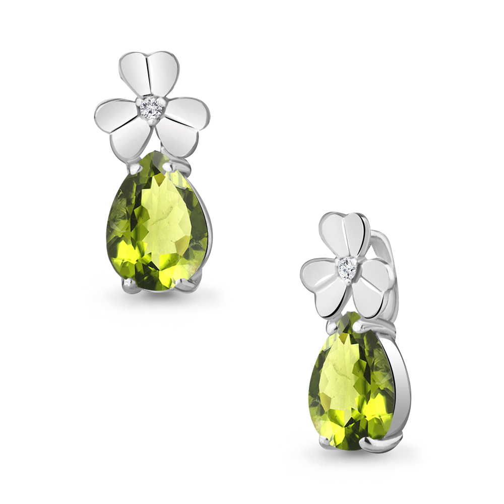 2530407 Подвеска из Серебра с фианитом, хризолитом