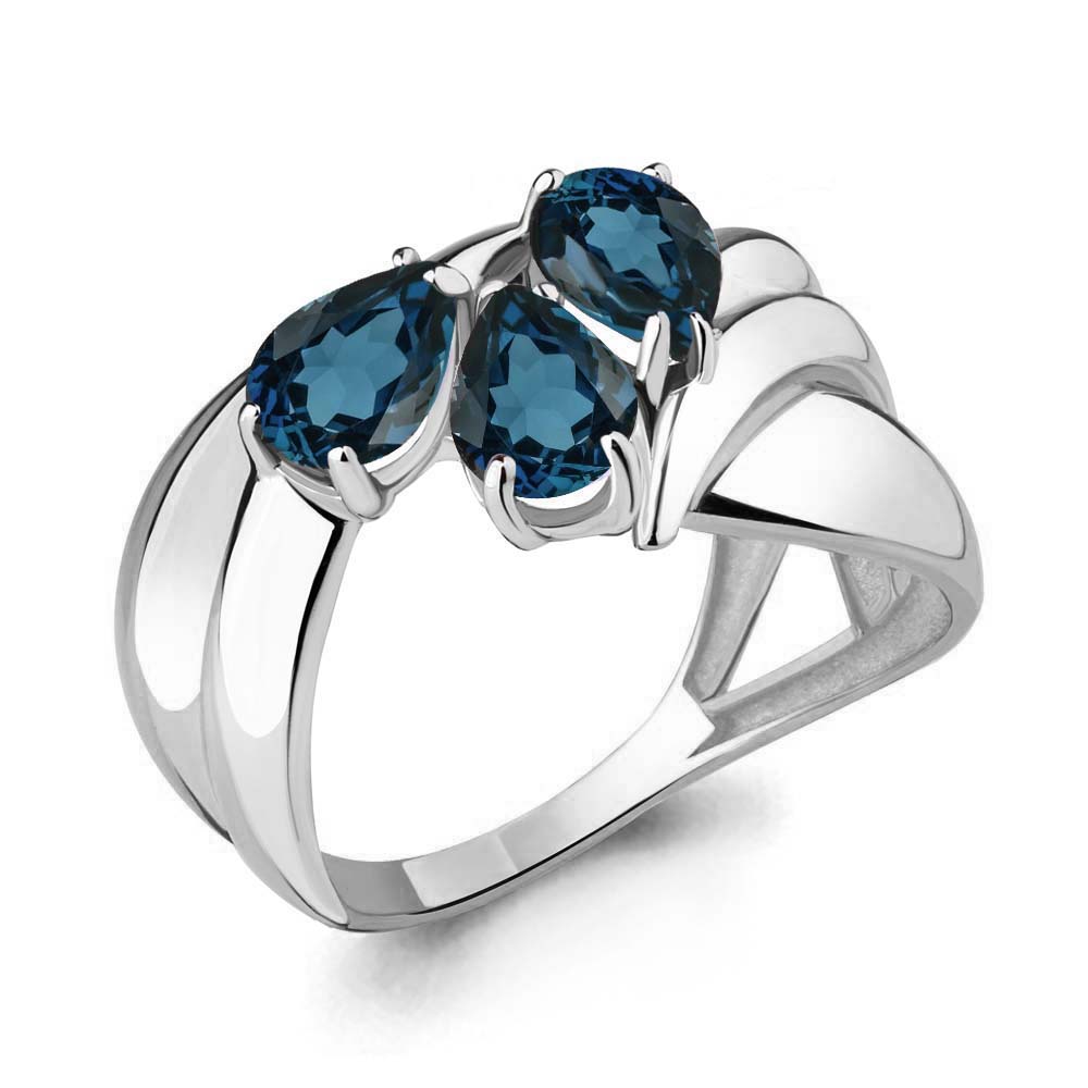 6592308 Кольцо из Серебра с топазами лондон блю из коллекции "Лагуна"