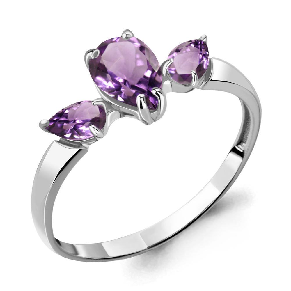 6908704 Кольцо из Серебра с аметистами