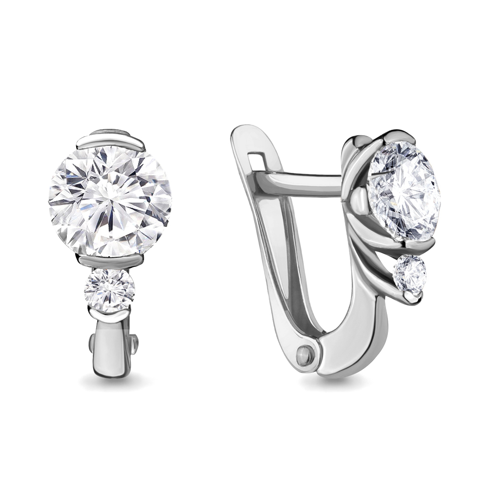 438641 Серьги из Серебра с фианитами