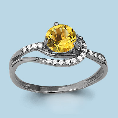 6541806А Кольцо из Серебра с фианитами, цитрином