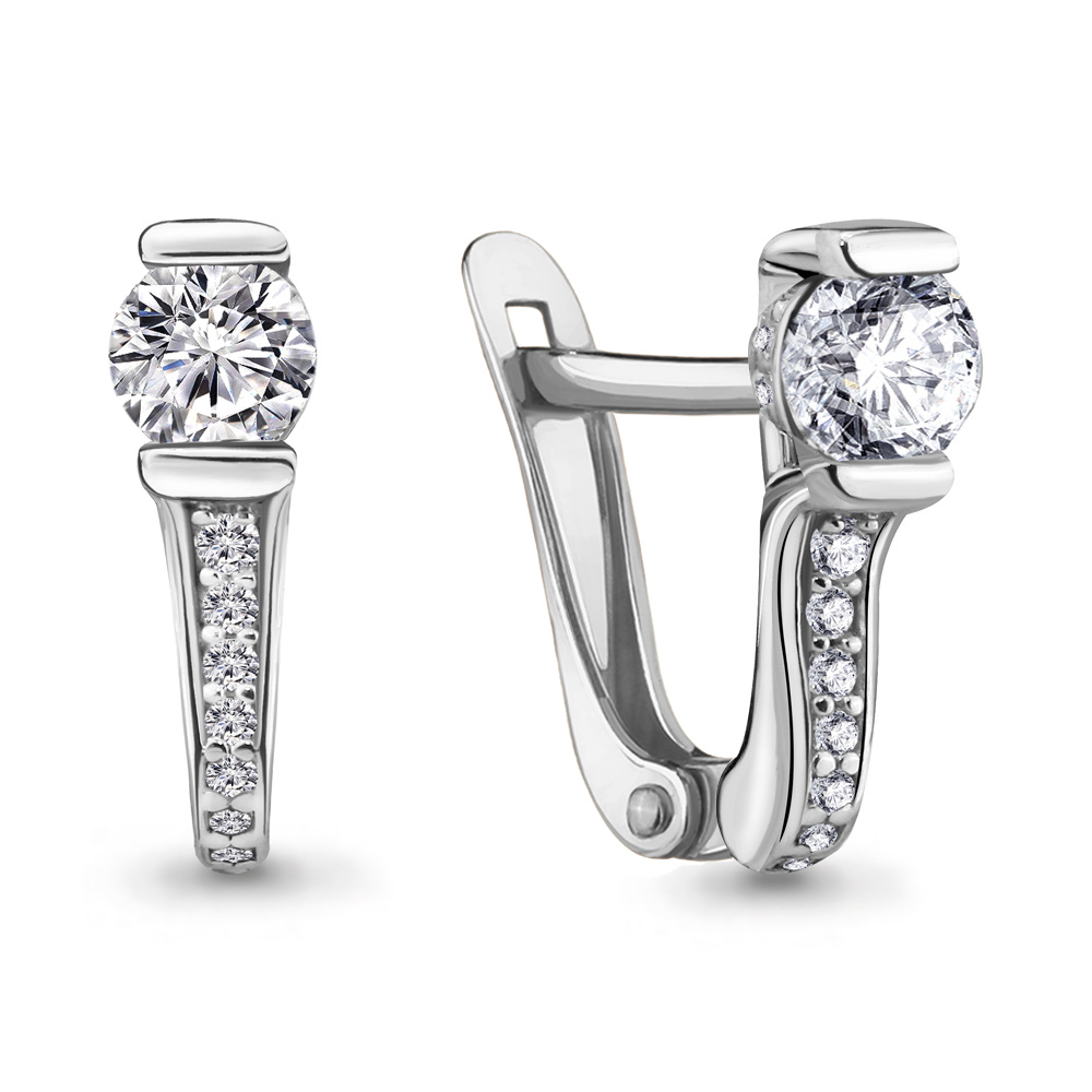 434071А Серьги из Серебра с фианитами