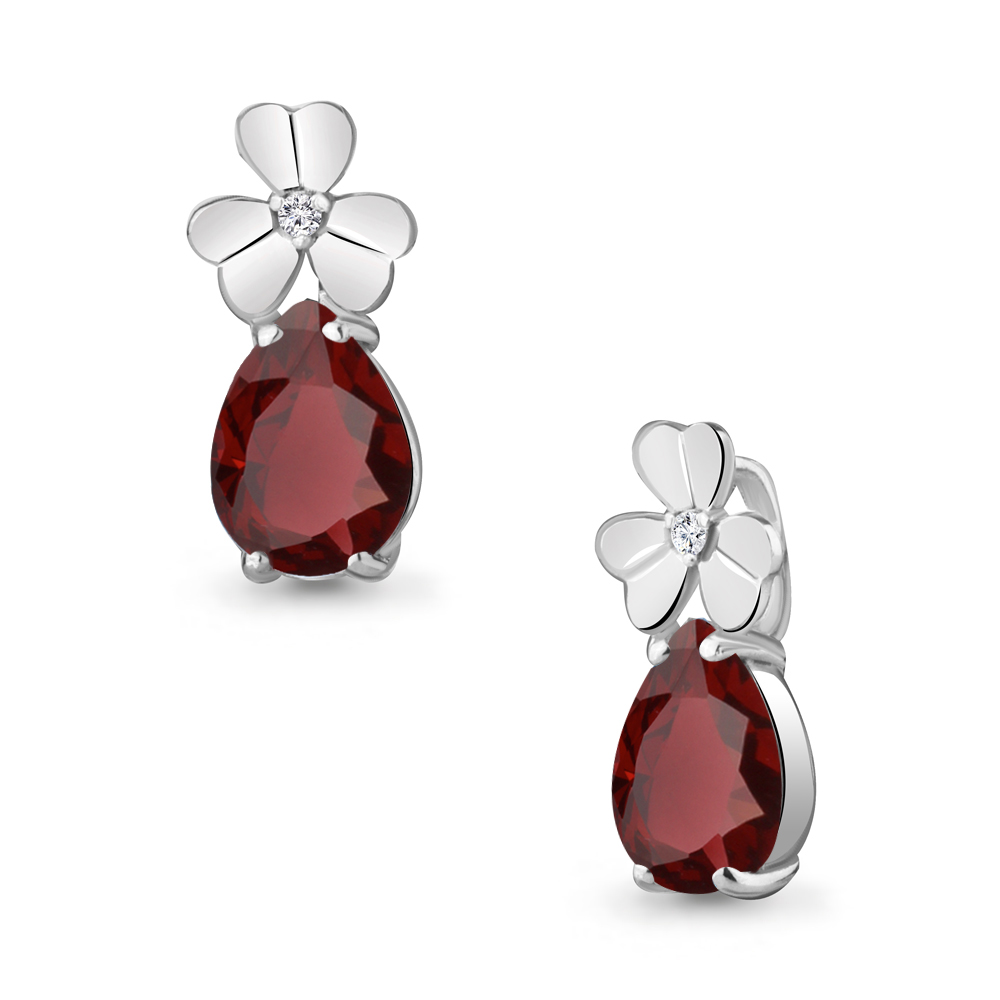 2530403 Подвеска из Серебра с гранатом, фианитом