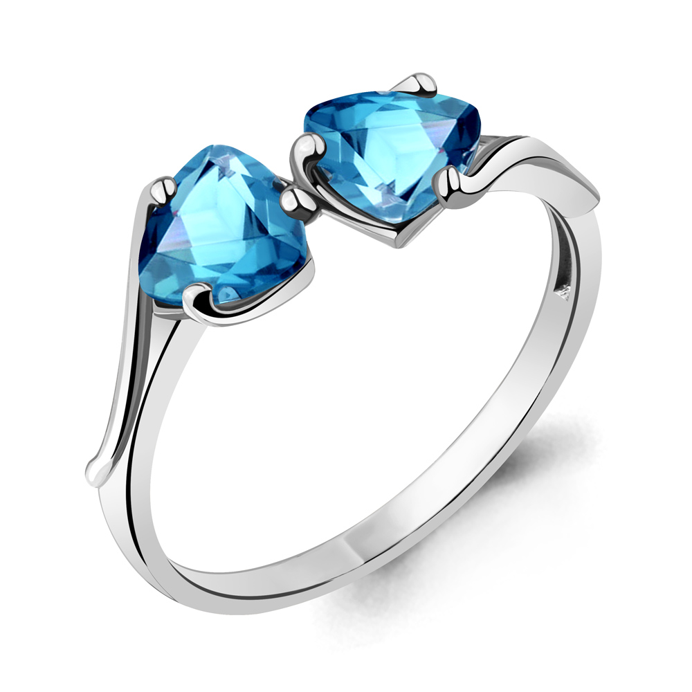 6926105 Кольцо из Серебра с топазами свисс блю
