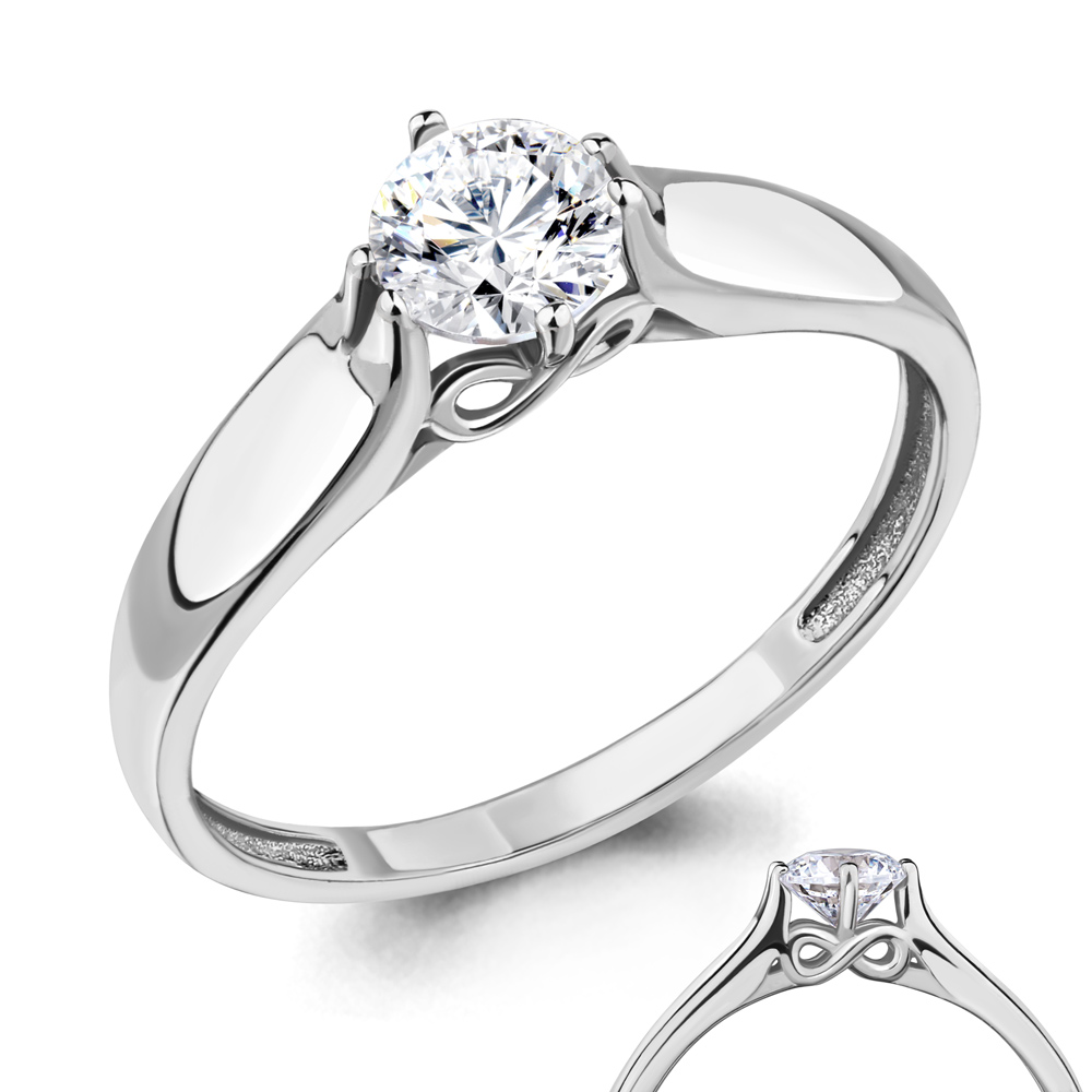 663631 Кольцо из Серебра с фианитом