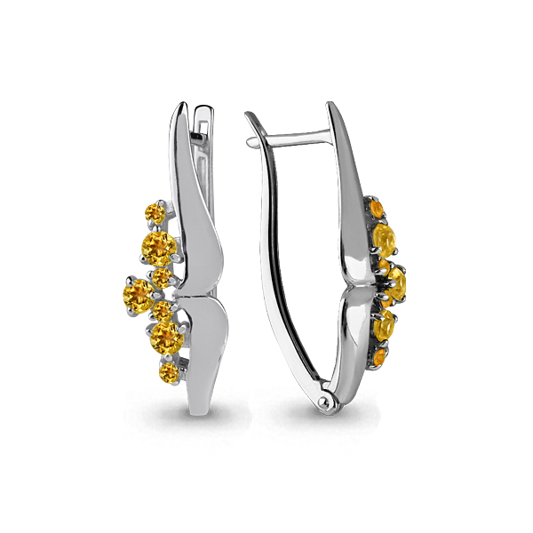 4467206 Серьги из Серебра с цитринами из коллекции "Аура"