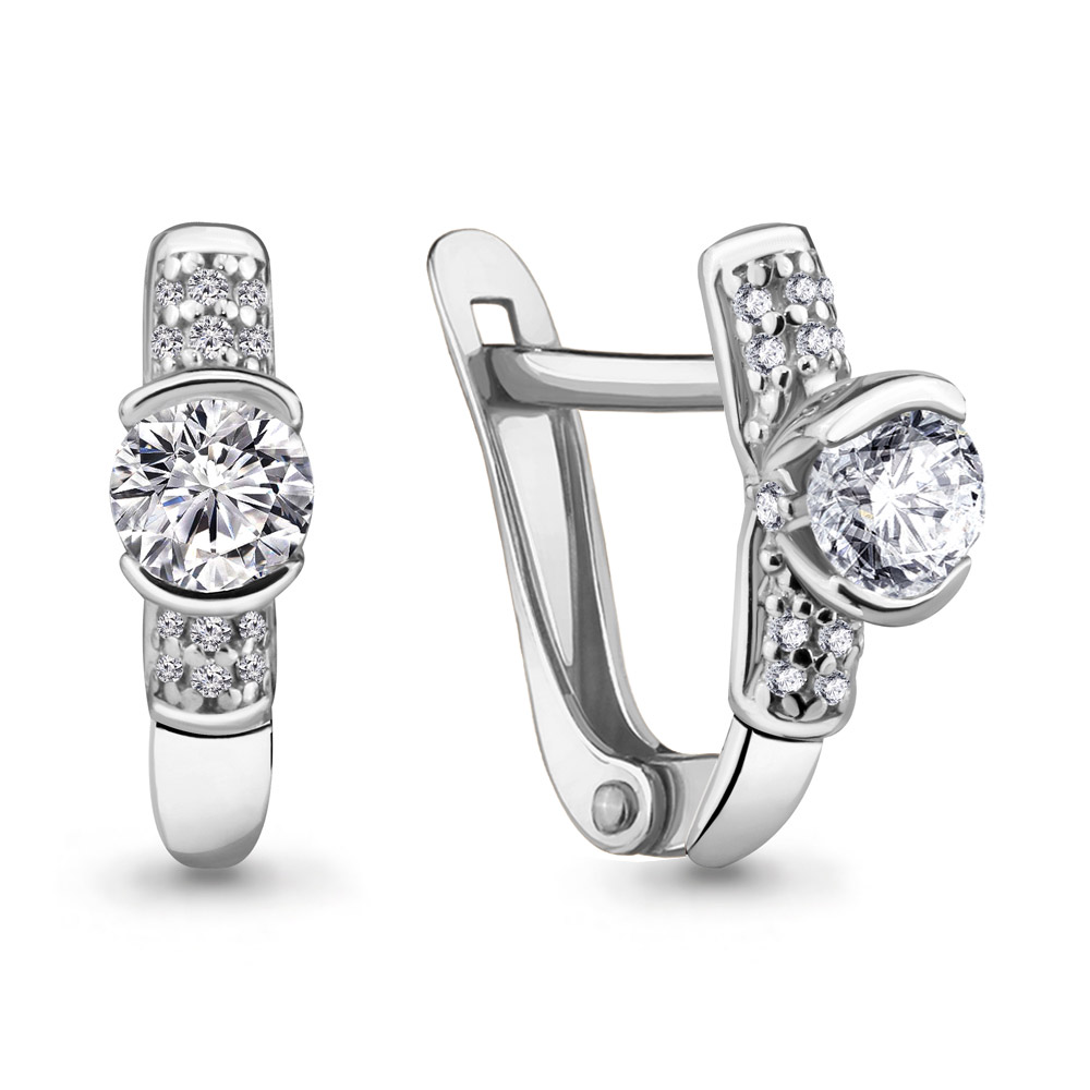 434061А Серьги из Серебра с фианитами