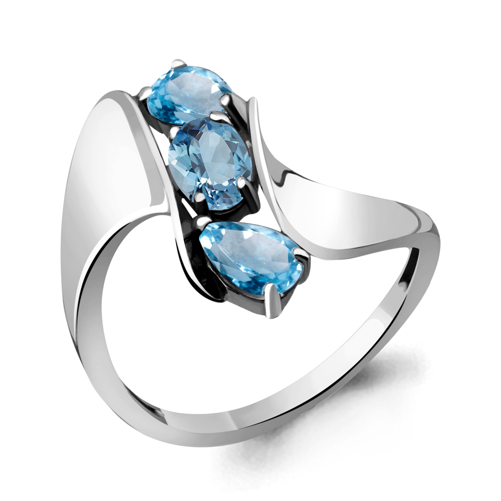 6927605 Кольцо из Серебра с топазами свисс блю