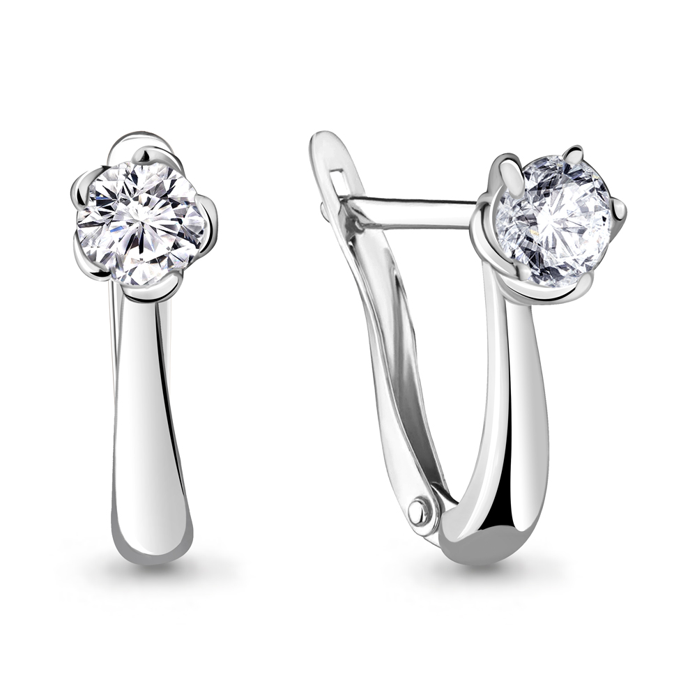 438681 Серьги из Серебра с фианитами