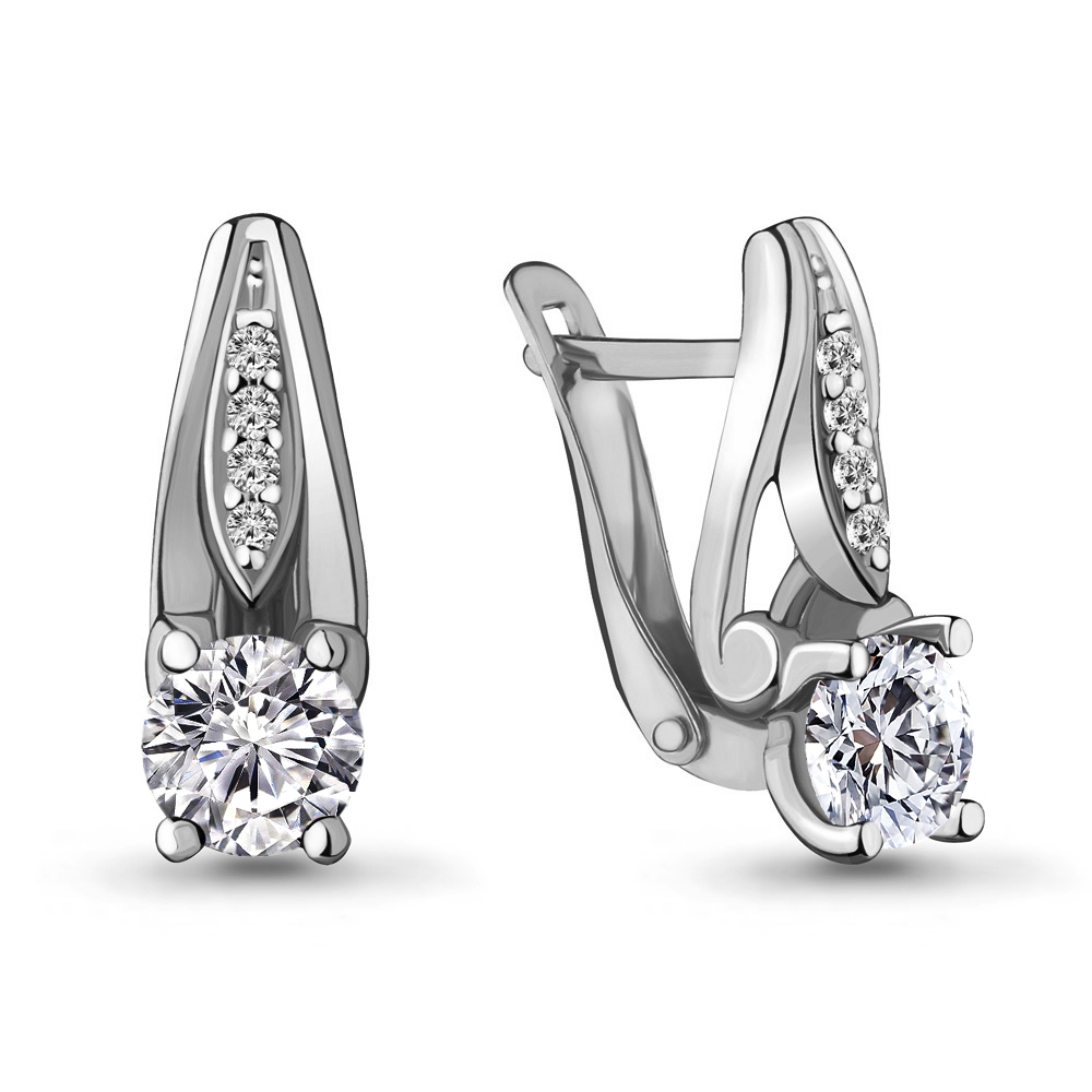 437391А Серьги из Серебра с фианитами