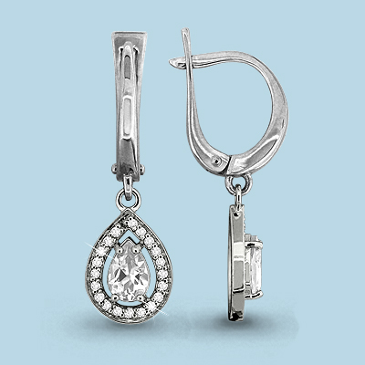 435401А Серьги из Серебра с фианитами