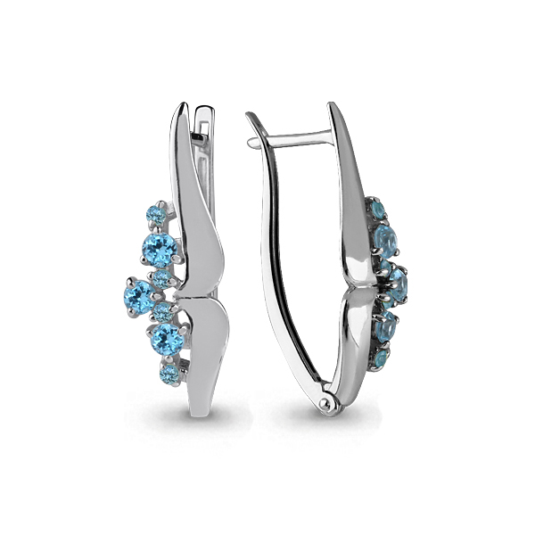 4467205 Серьги из Серебра с топазами свисс блю из коллекции "Аура"