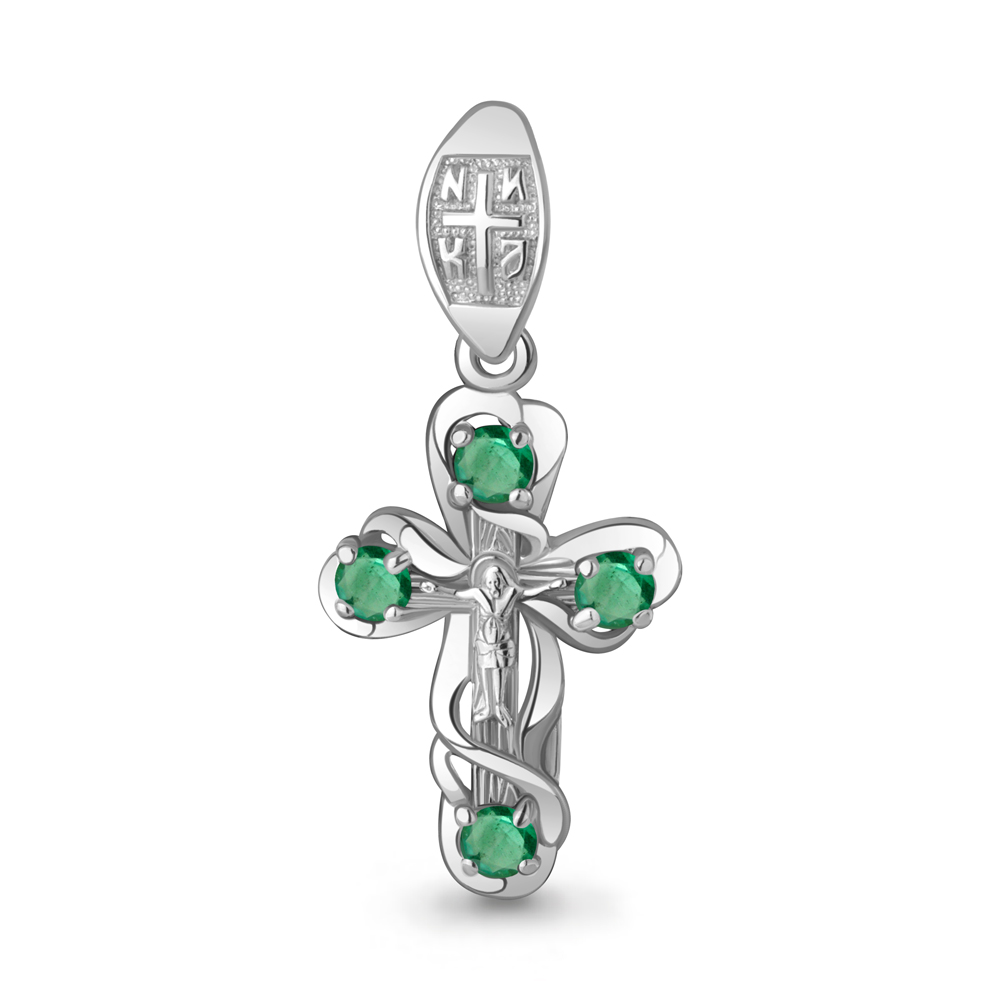 0201562 Крест из Серебра с изумрудами