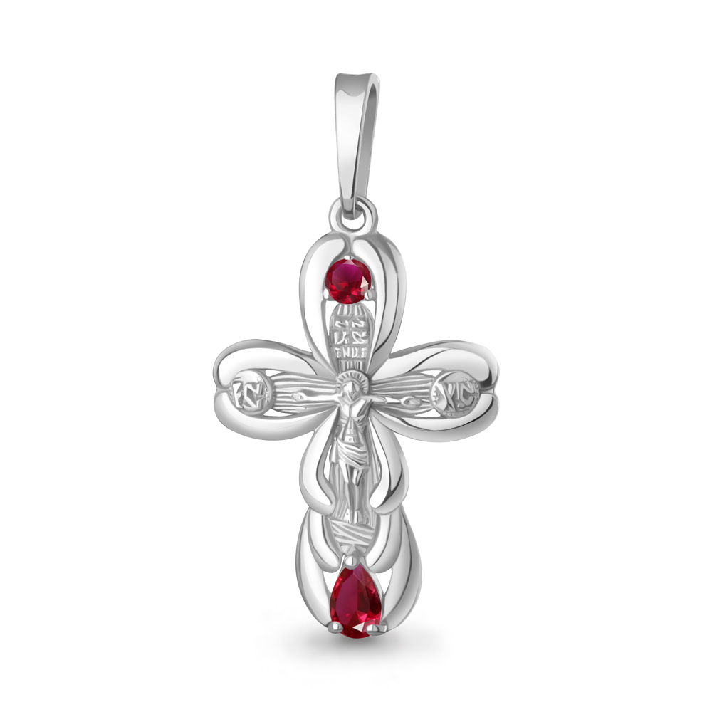 0201573 Крест из Серебра с рубинами