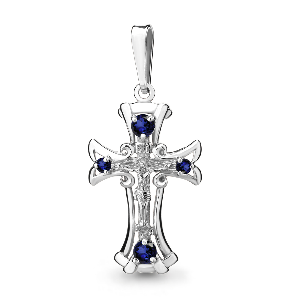 0201581 Крест из Серебра с сапфирами
