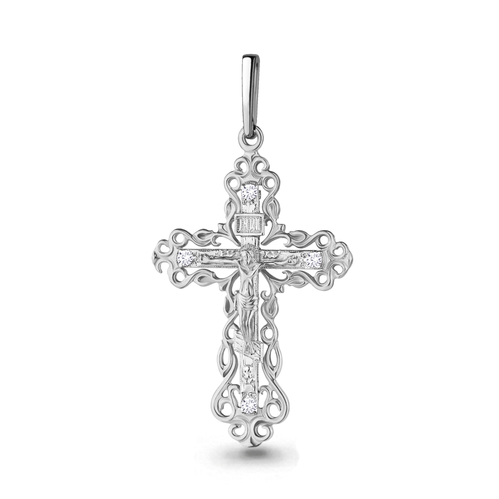 021190 Крест из Серебра с бриллиантами