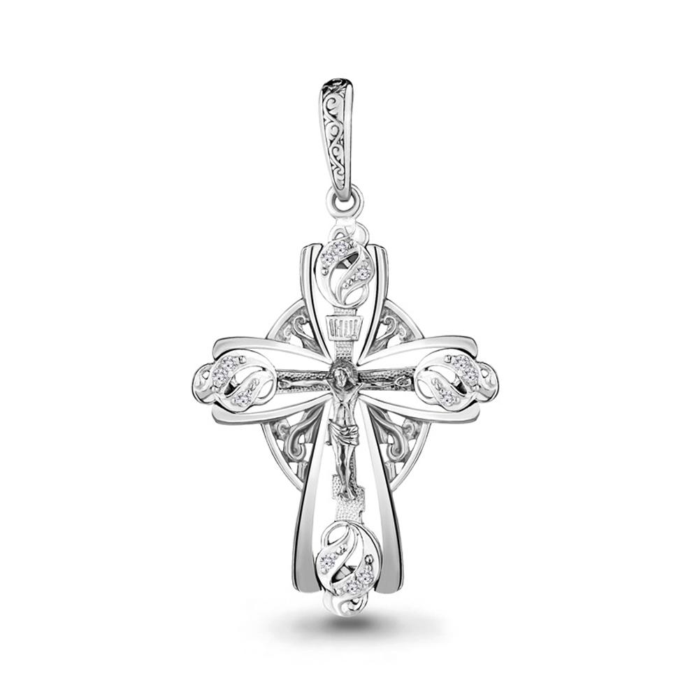 021191 Крест из Серебра с бриллиантами