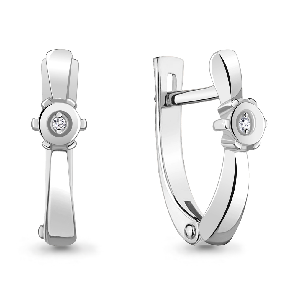 040079 Серьги из Серебра с бриллиантами