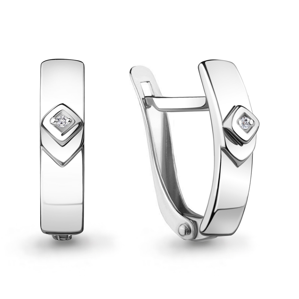 040138 Серьги из Серебра с бриллиантами