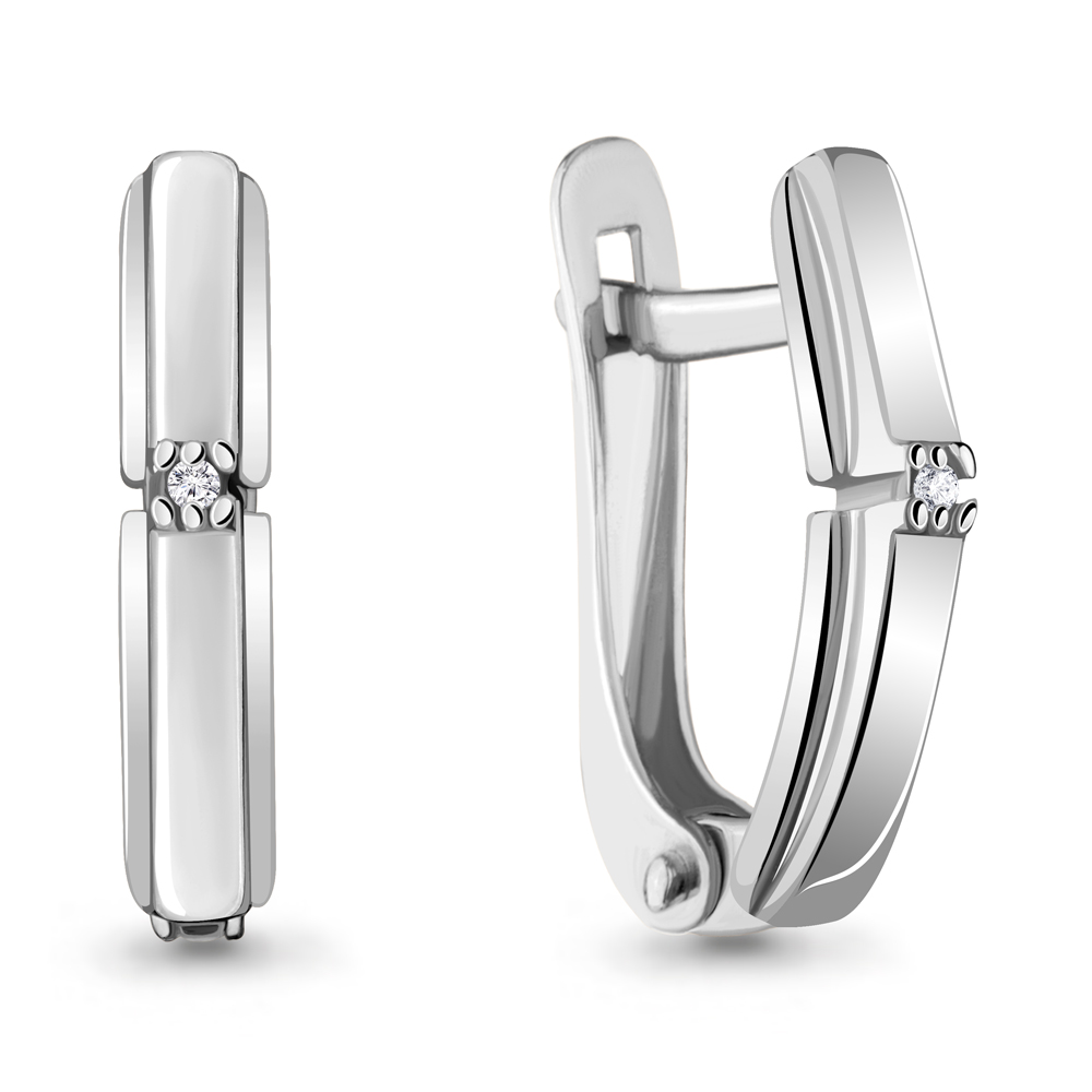 040147 Серьги из Серебра с бриллиантами