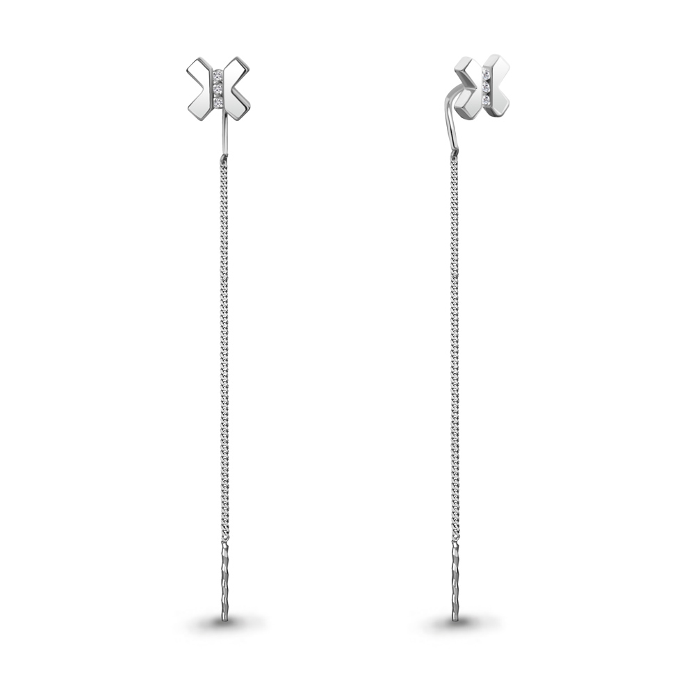 040185 Серьги из Серебра с бриллиантами