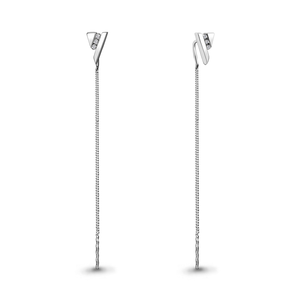 040188 Серьги из Серебра с бриллиантами