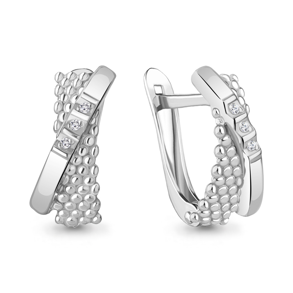 040198 Серьги из Серебра с бриллиантами