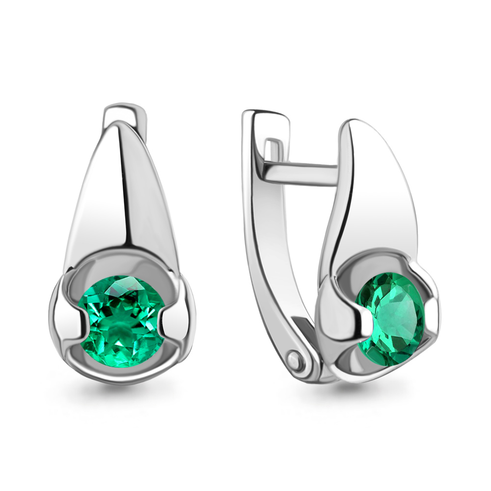 0402085 Серьги из Серебра с изумрудами гт