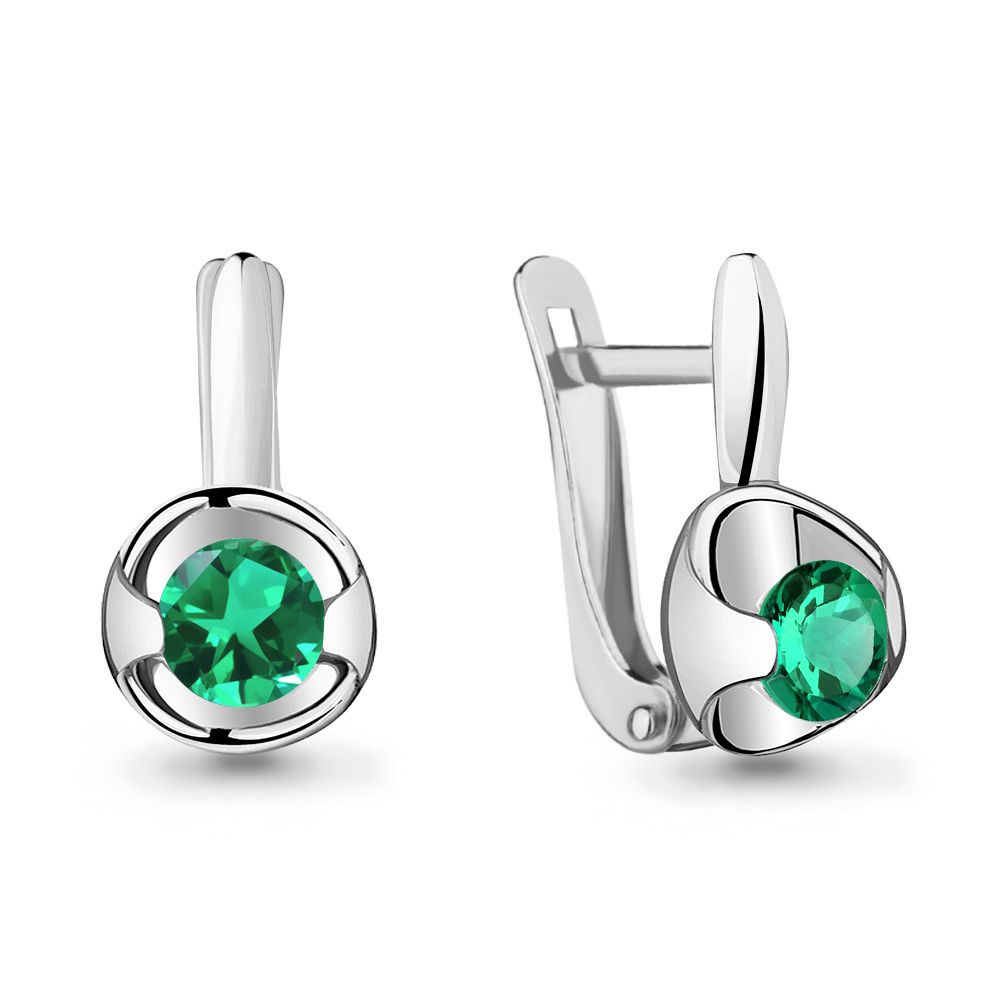 0402105 Серьги из Серебра с изумрудами гт