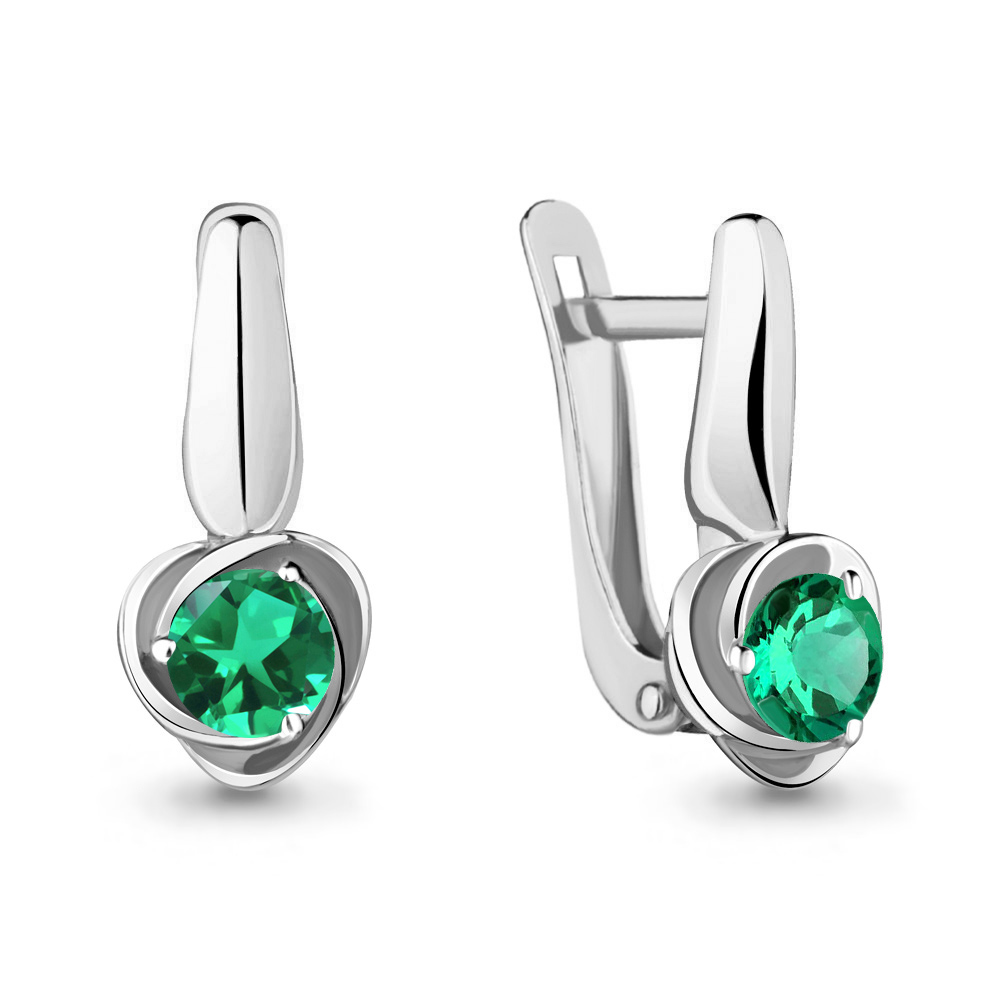 0402115 Серьги из Серебра с изумрудами гт