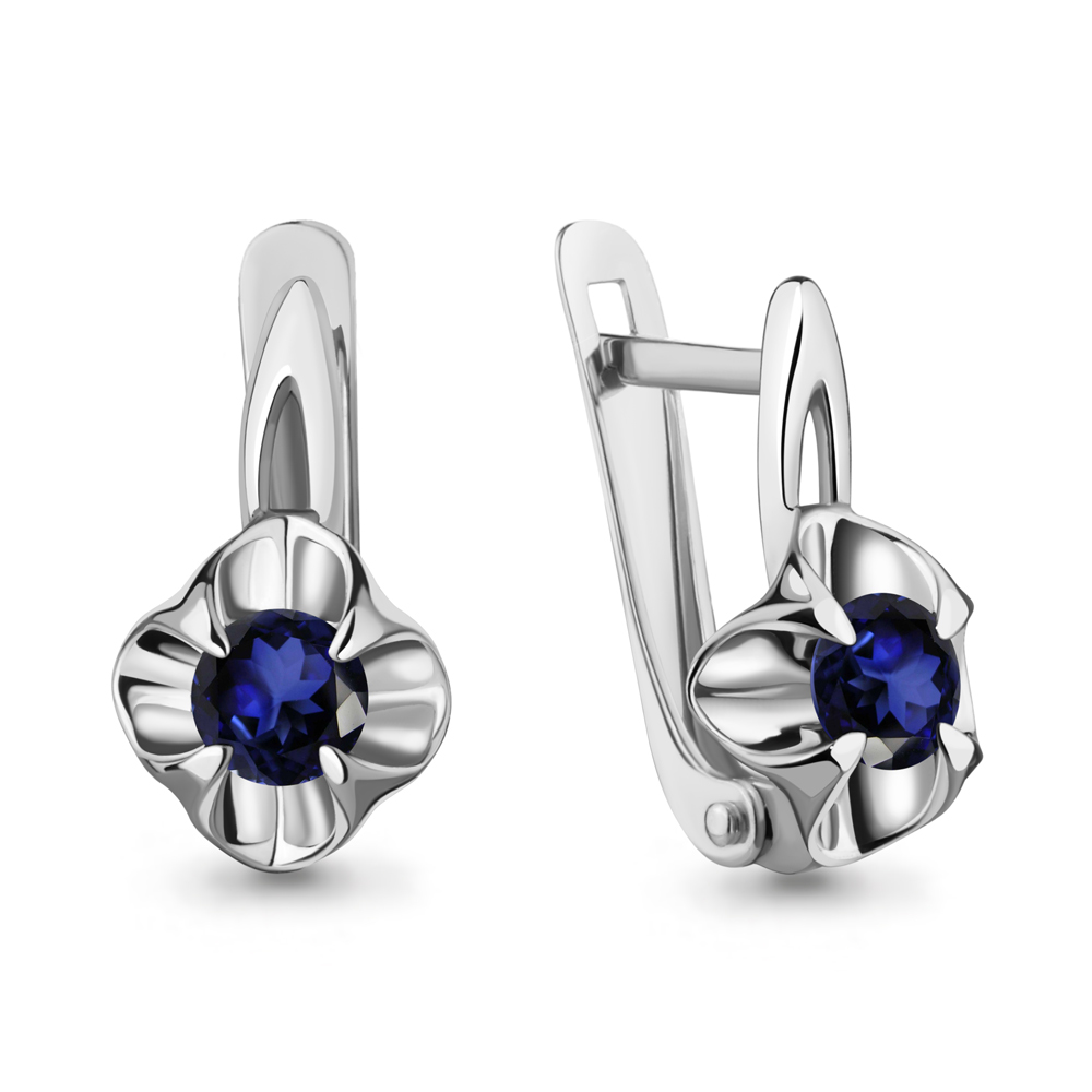 040213 Серьги из Серебра с сапфирами