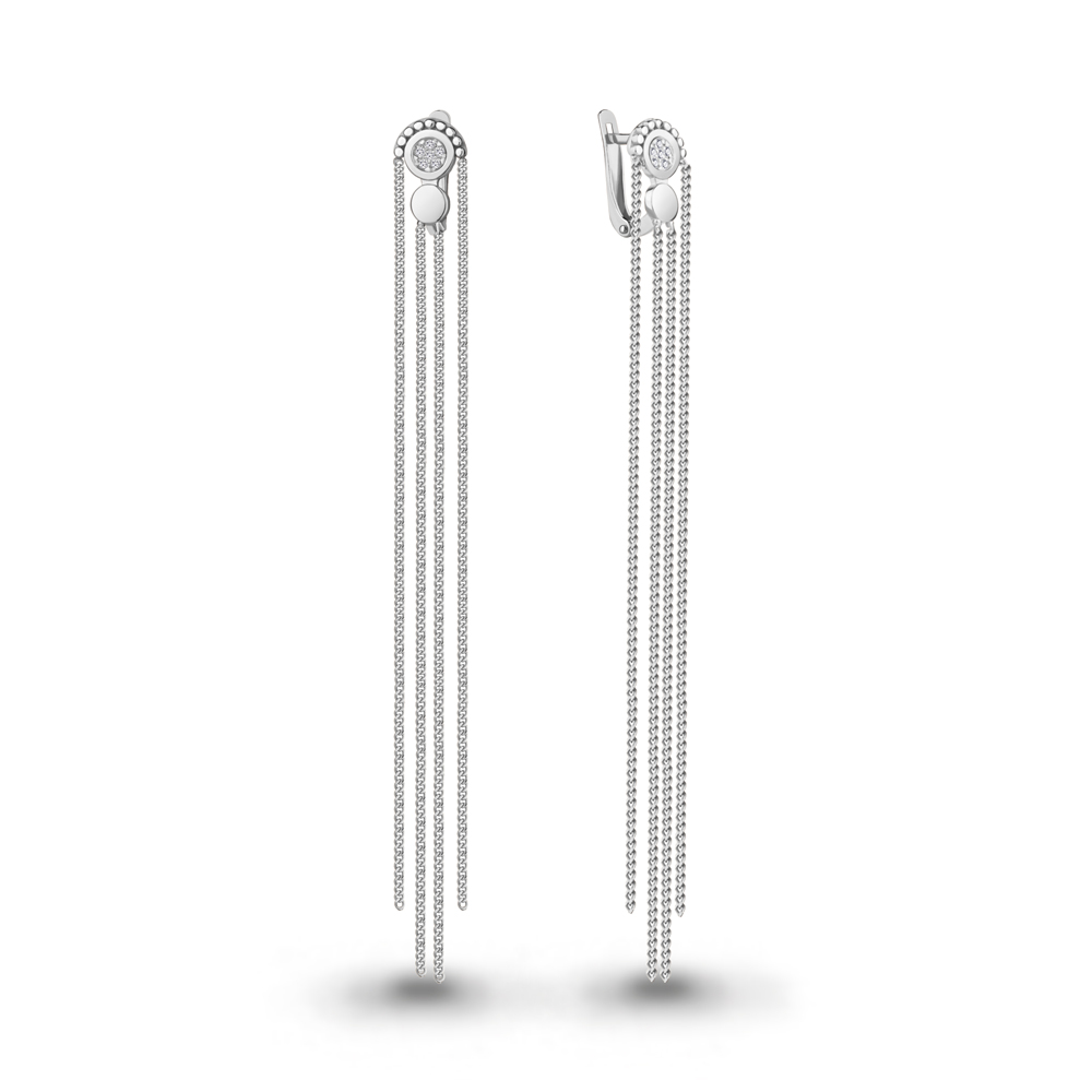 040245 Серьги из Серебра с бриллиантами