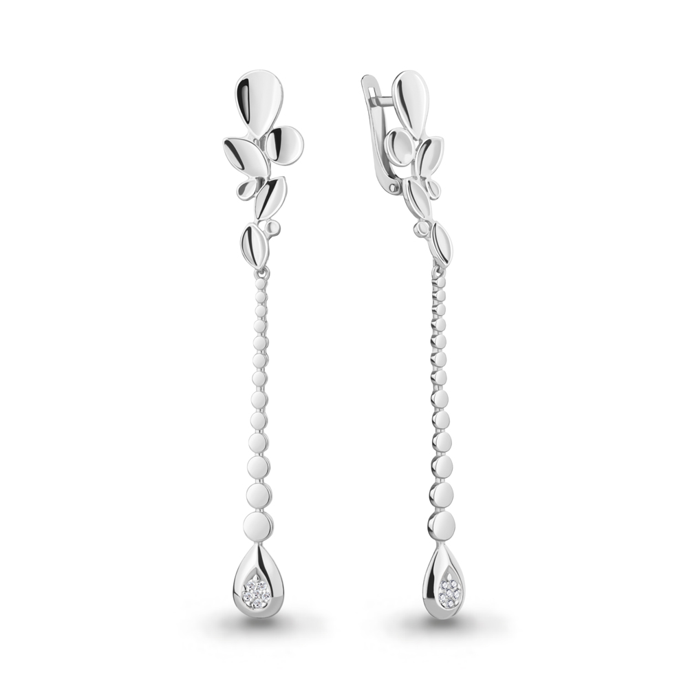 040254 Серьги из Серебра с бриллиантами