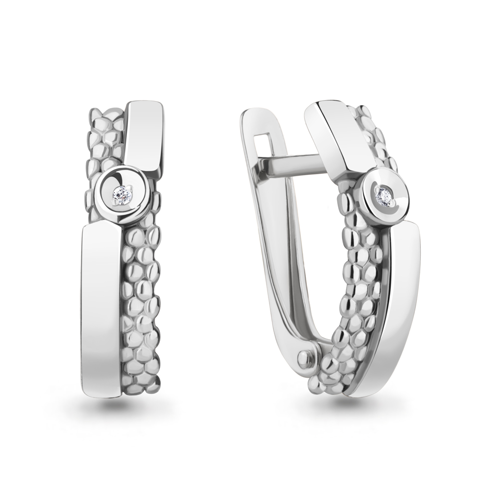 040257 Серьги из Серебра с бриллиантами