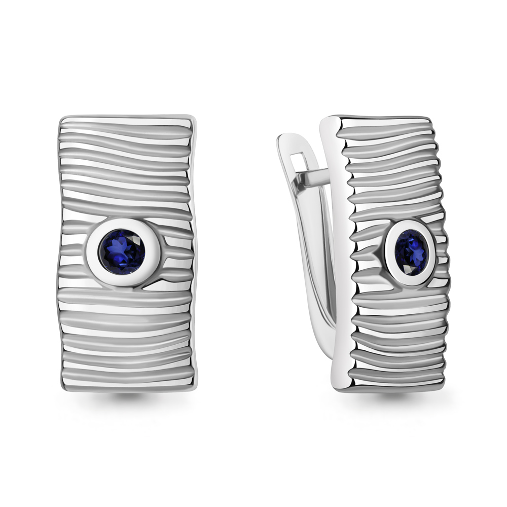 040270 Серьги из Серебра с сапфирами