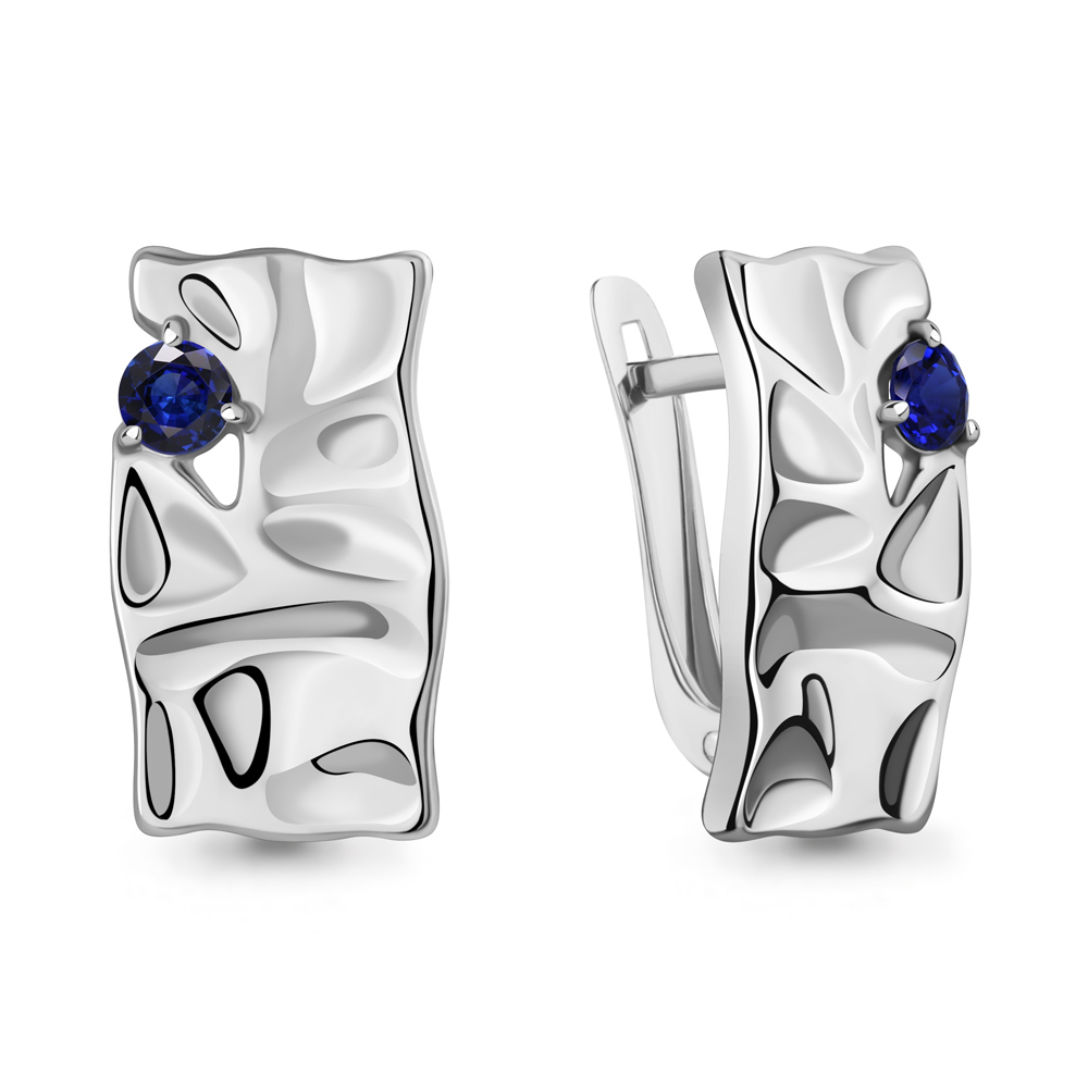 040271 Серьги из Серебра с сапфирами