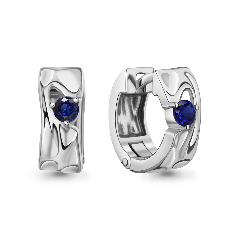 040273 Серьги из Серебра с сапфирами