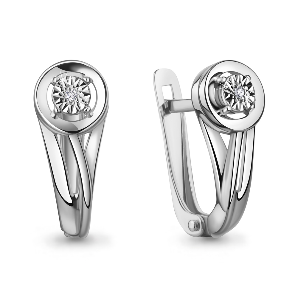 040289 Серьги из Серебра с бриллиантами