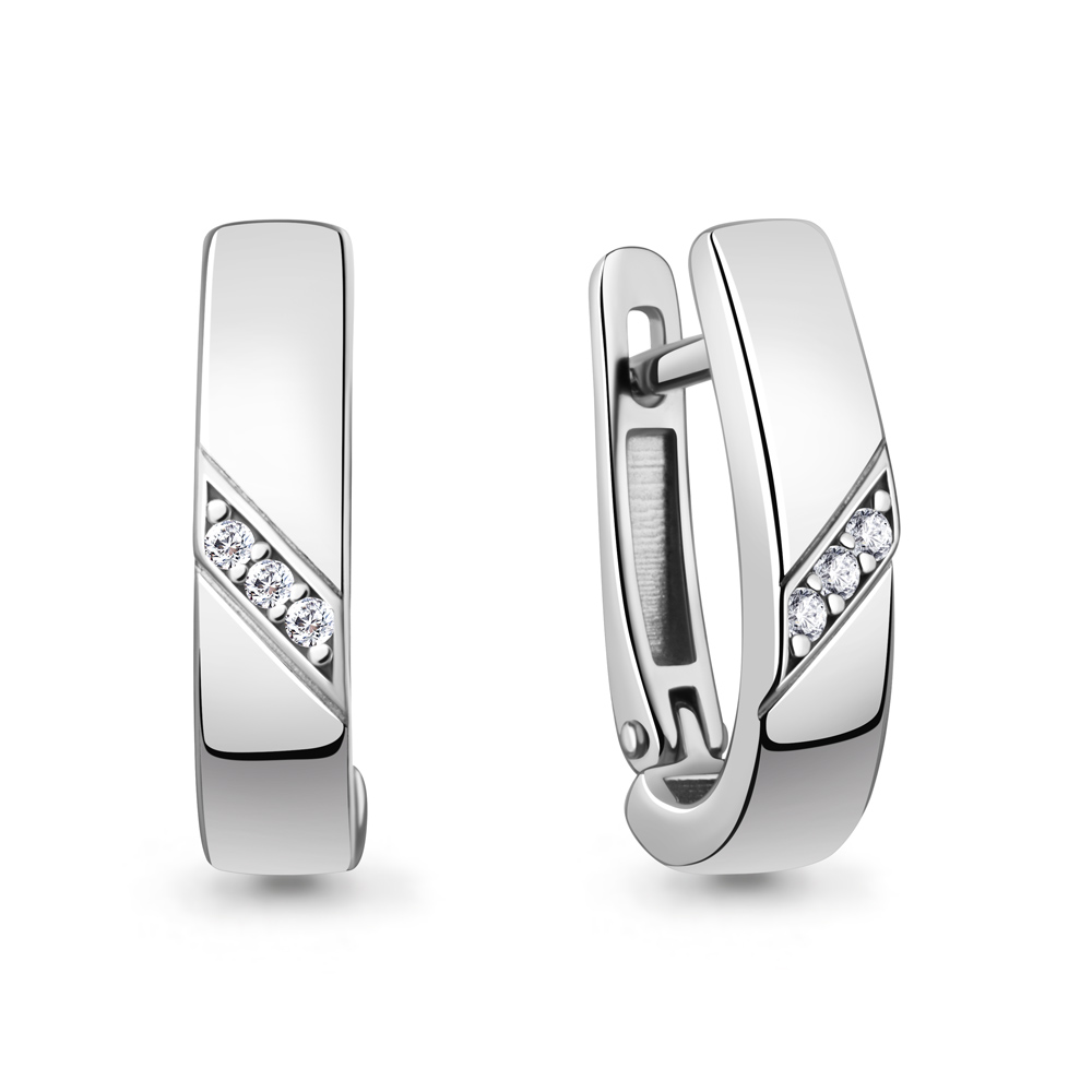 040360 Серьги из Серебра с бриллиантами