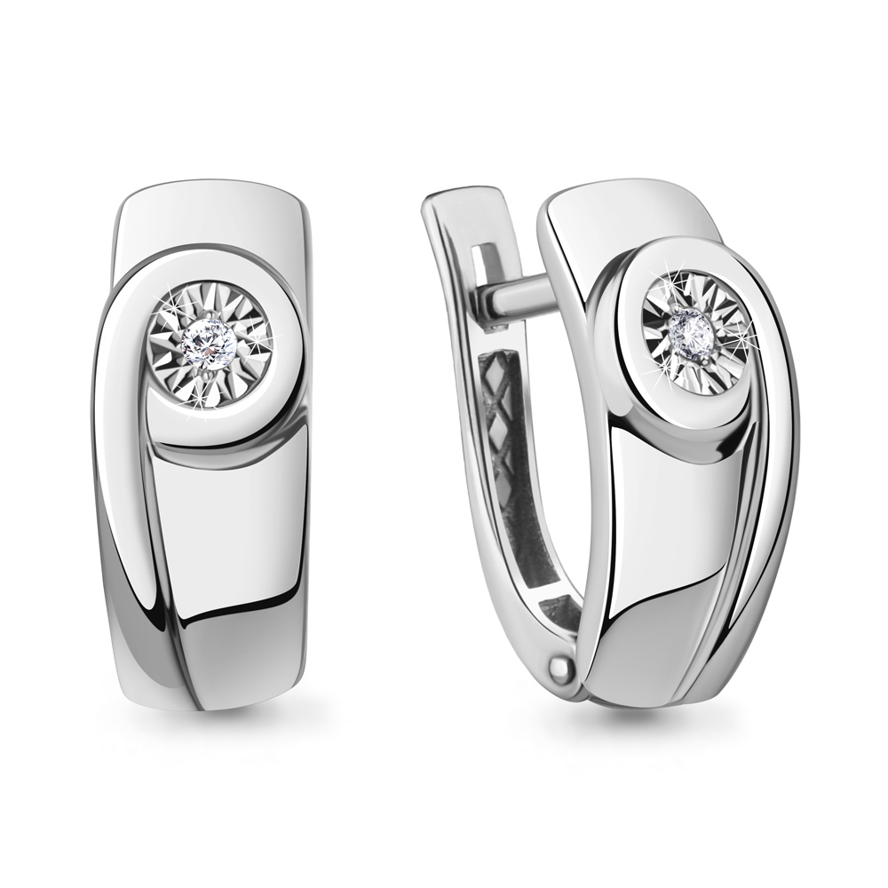 040363 Серьги из Серебра с бриллиантами