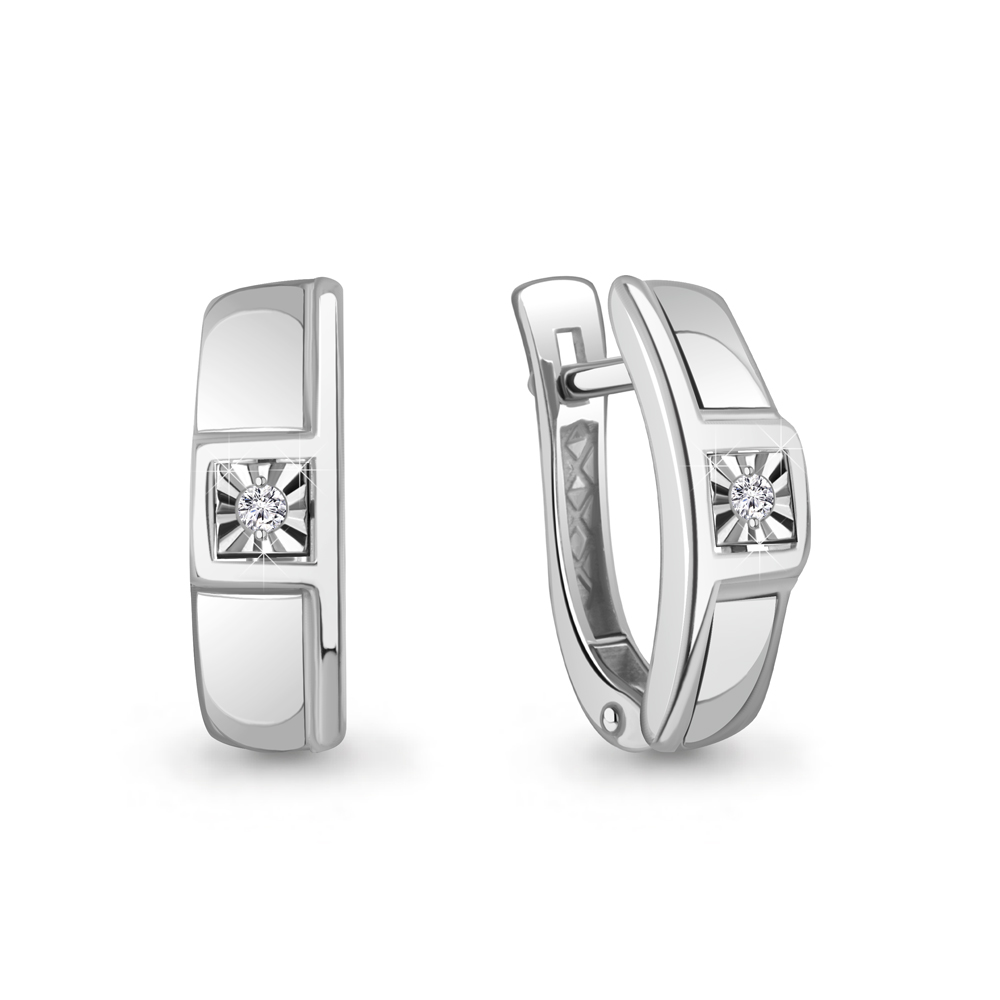 040364 Серьги из Серебра с бриллиантами