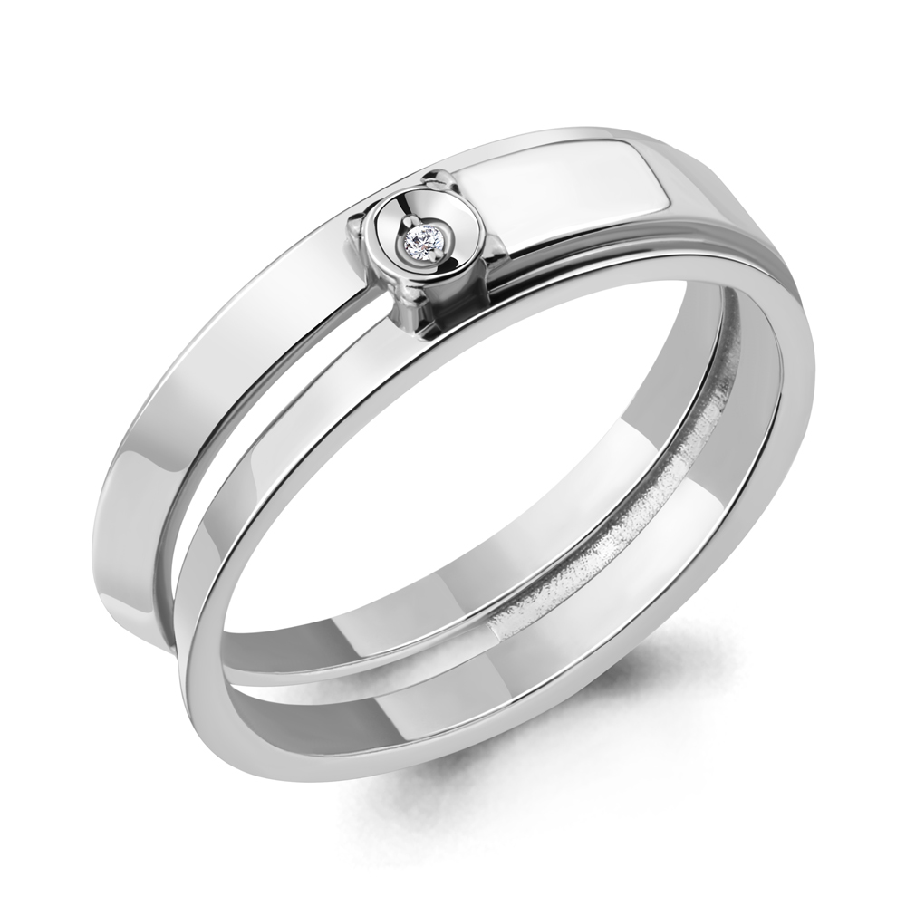 060068 Кольцо из Серебра с бриллиантом