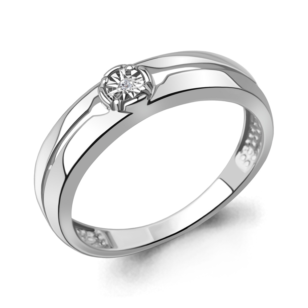 060258 Кольцо из Серебра с бриллиантом