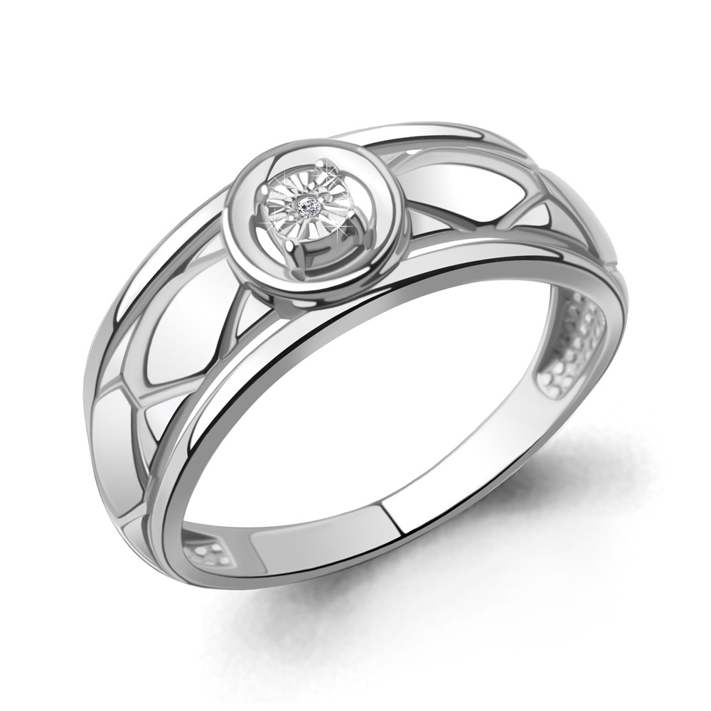 060259 Кольцо из Серебра с бриллиантом