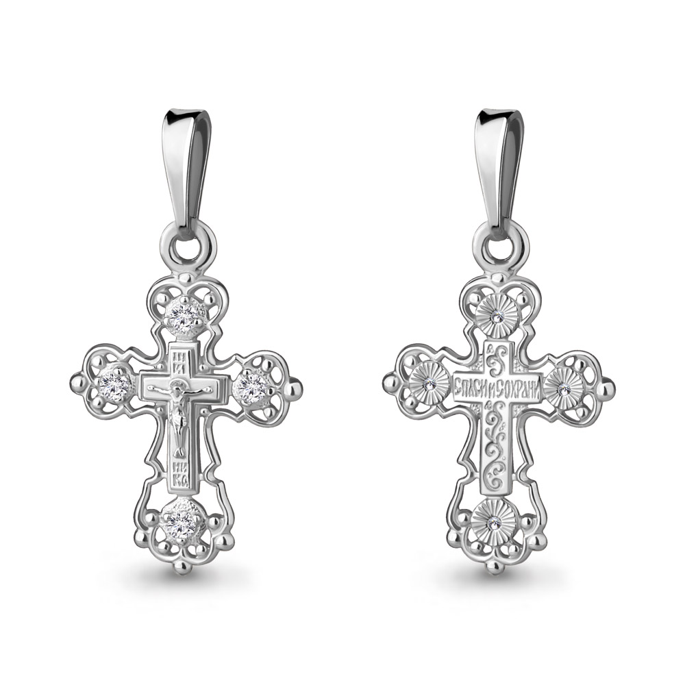 20010А Крест из Серебра с фианитами