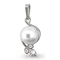 20637А Подвеска из Серебра с культ. жемчугом  аа, фианитами
