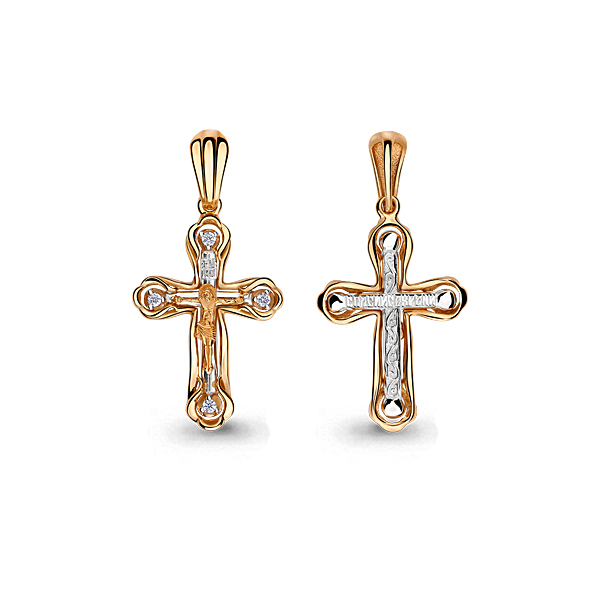 22231А Крест из Золота с фианитами