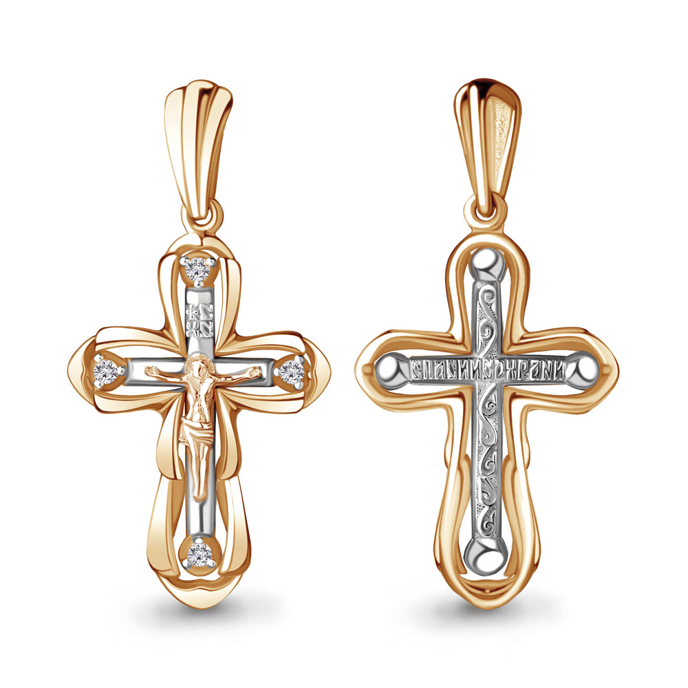 22233А Крест из Золота с фианитами