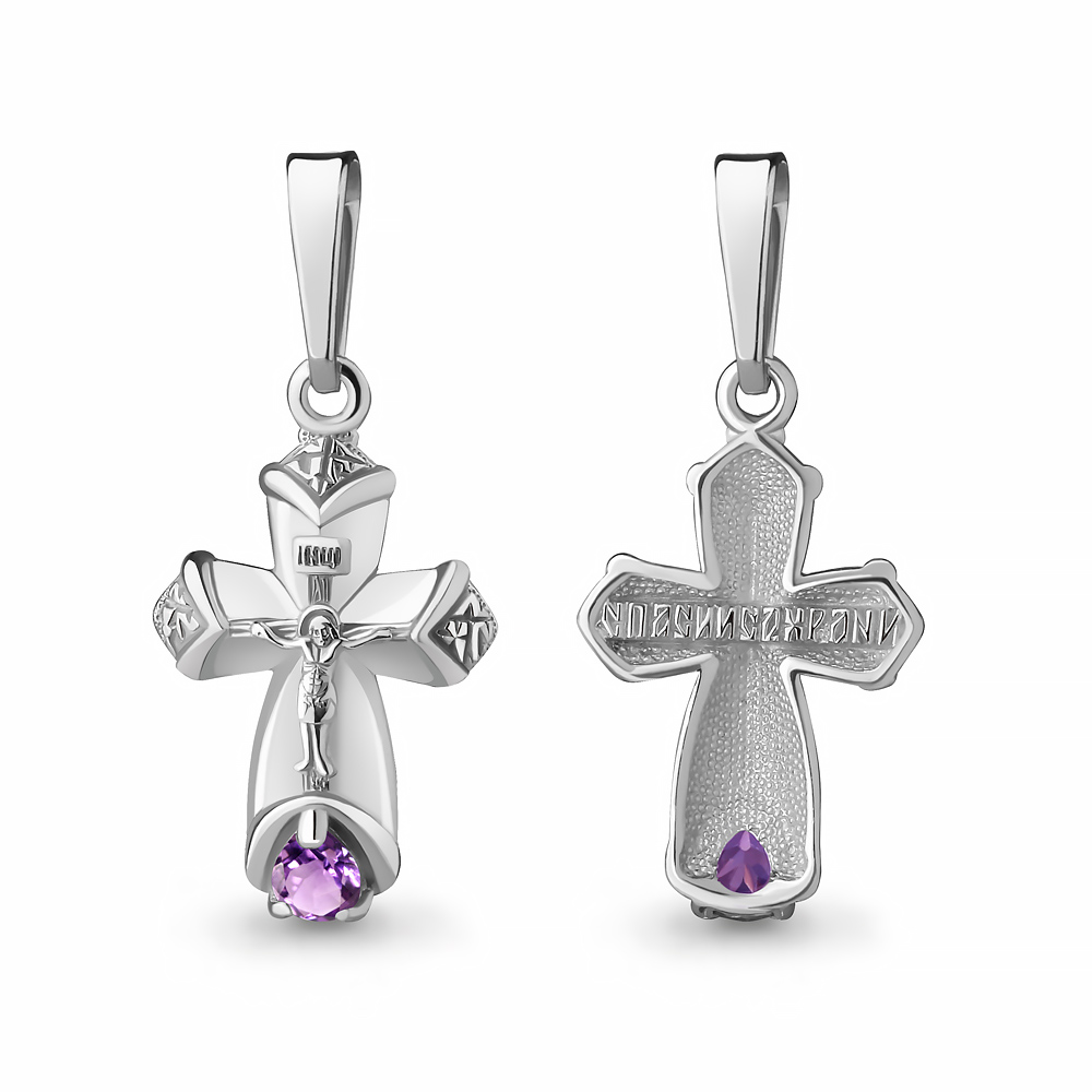2225004 Крест из Серебра с аметистом